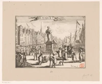 Gezicht op het standbeeld van Erasmus te Rotterdam