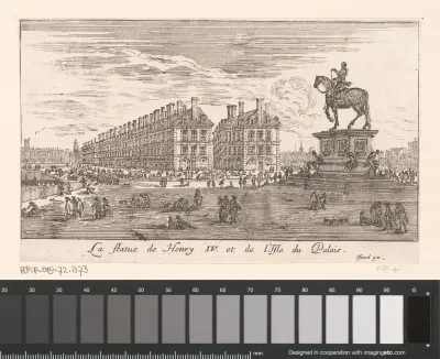 Gezicht op het standbeeld van Hendrik IV