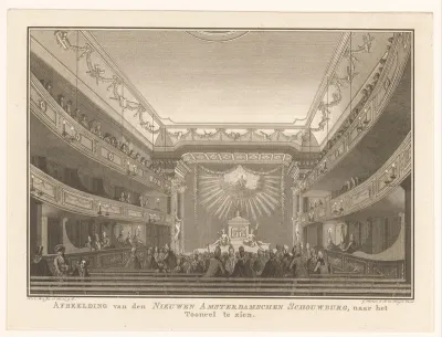 Gezicht op het toneel van de schouwburg aan het Leidseplein te Amsterdam, 1774