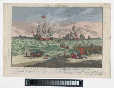 Gezicht op het varen van de schepen in de haven