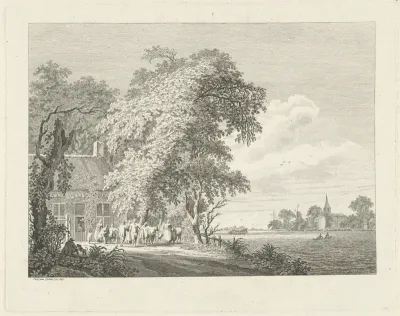 Gezicht op het veerhuis in Krimpen aan de Lek, 1756