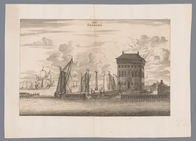 Gezicht op het voormalige Fort Zeeburg bij Amsterdam