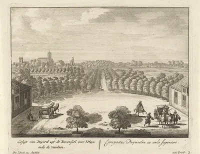 Gezicht op het voorplein en de oprit van buitenplaats Duinrell