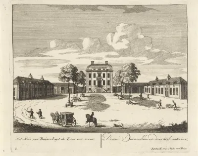 Gezicht op het voorplein en het huis van buitenplaats Duinrell