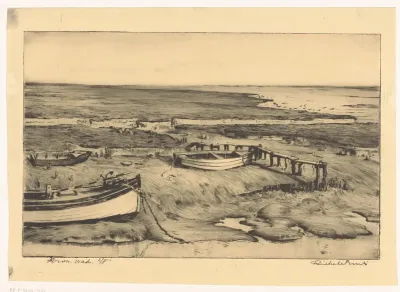 Gezicht op het wad in Groningen