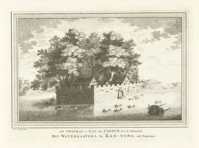Gezicht op het waterkasteel te Canton