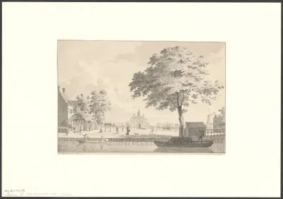 Gezicht op het Weesperplein en de Weesperpoort vanaf de Nieuwe Achtergracht