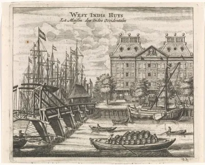 Gezicht op het West-Indisch Pakhuis te Amsterdam