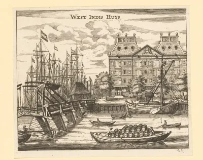 Gezicht op het West-Indisch Pakhuis te Amsterdam