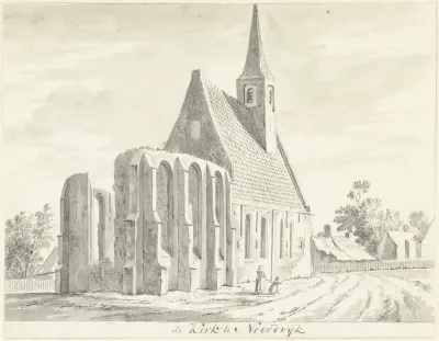 Gezicht op het Witte Kerkje te Noordwijkerhout