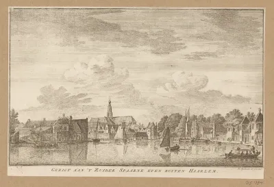 Gezicht op het Zuider Spaarne bij Haarlem
