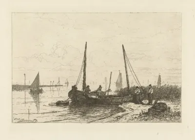 Gezicht op het Zuiderzee nabij Spakenburg