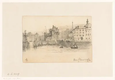 Gezicht op Honfleur vanaf het water