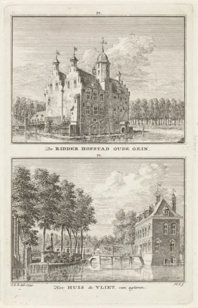 Gezicht op Huis te Vliet, Lopik en Huis Oudegein, Nieuwegein