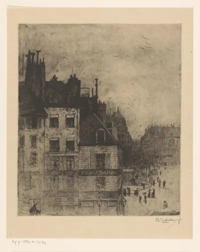 Gezicht op huizen en de Pont Neuf, te Parijs
