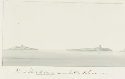 Gezicht op Isola delle Femine ten westen Palermo