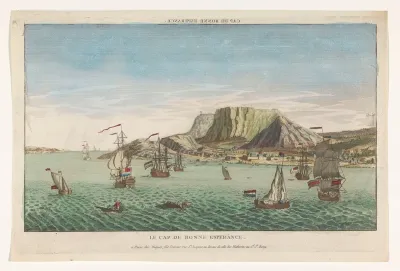 Gezicht op Kaap de Goede Hoop te Zuid-Afrika