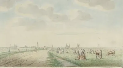 Gezicht op Kampen van de landzijde
