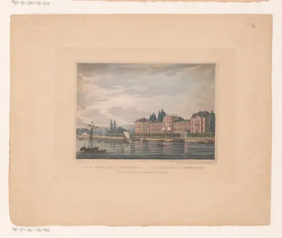 Gezicht op kasteel Bieberich bij Wiesbaden