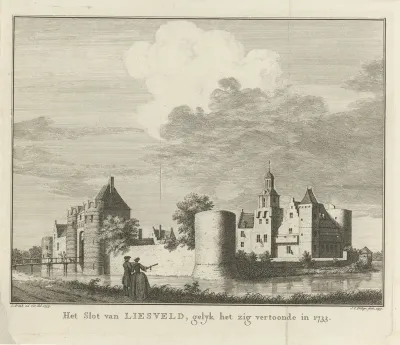 Gezicht op Kasteel Liesveld, 1733