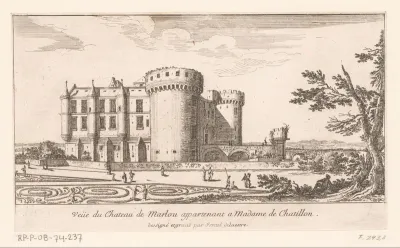Gezicht op kasteel Marlou, behorend aan mevrouw de Chatillon