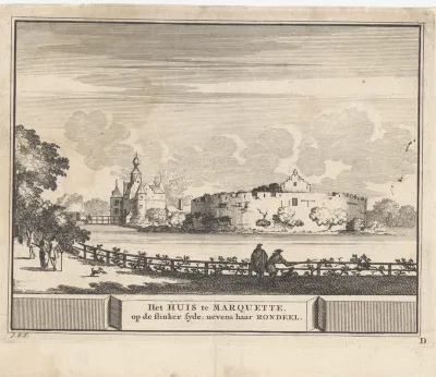 Gezicht op kasteel Marquette te Heemskerk
