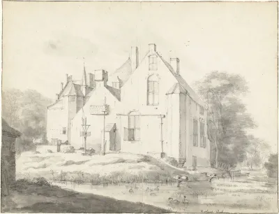 Gezicht op kasteel Raaphorst, gezien vanuit het zuidwesten (?)