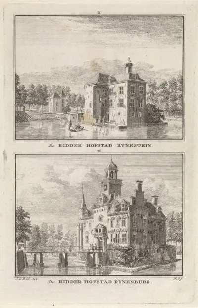 Gezicht op kasteel Rijnestein en kasteel Rijnenburg