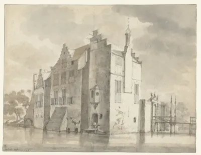 Gezicht op kasteel Santhorst, gezien vanuit het noordwesten