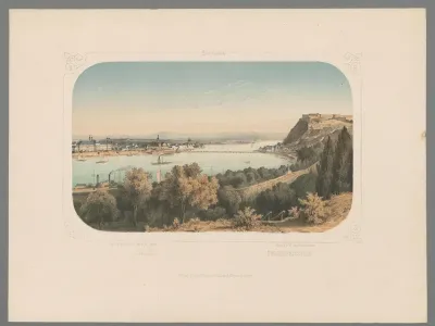 Gezicht op Koblenz en Fort Ehrenbreitstein