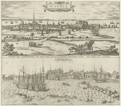 Gezicht op Kopenhagen, landzijde en zeezijde