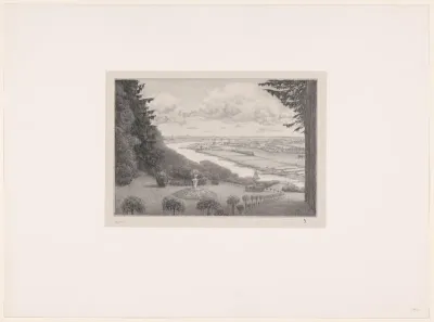 Gezicht op landschap met rivier