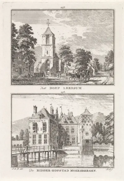 Gezicht op Leersum en gezicht op kasteel Moersbergen, Doorn