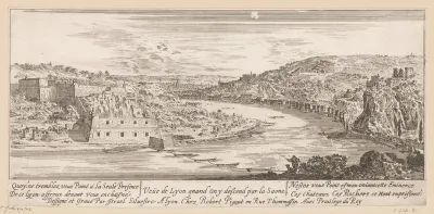 Gezicht op Lyon in een bocht van de Saône