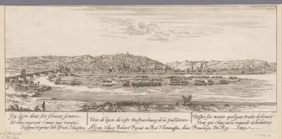 Gezicht op Lyon met de buitenwijk Guillotière