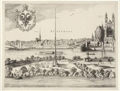 Gezicht op Maagdenburg, linker blad