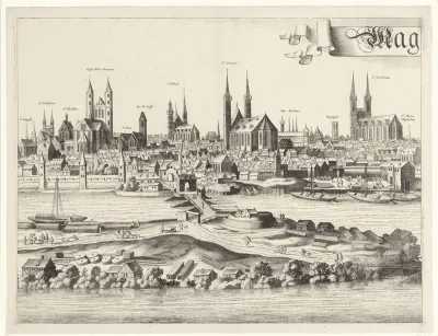 Gezicht op Maagdenburg, linker middenblad