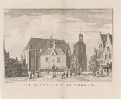 Gezicht op marktplein te Workum