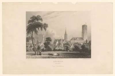 Gezicht op Mechelen met de Sint-Romboutskathedraal