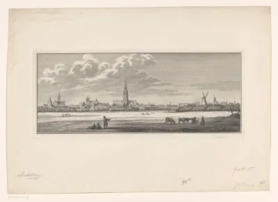 Gezicht op Middelburg, gezien vanaf het zuidoosten, 1744