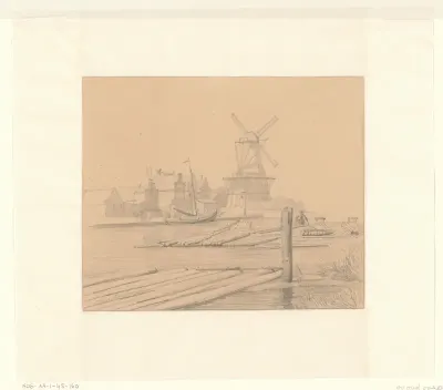Gezicht op molen De Bok op bolwerk Het Blauwhoofd