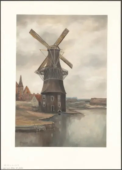 Gezicht op molen De Gooyer aan de Funenkade