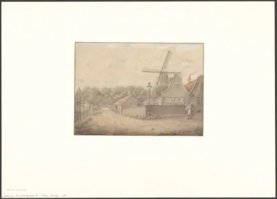 Gezicht op molen De Valk vanaf de Voorweg