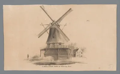 Gezicht op molen de Vink buiten de Weteringpoort