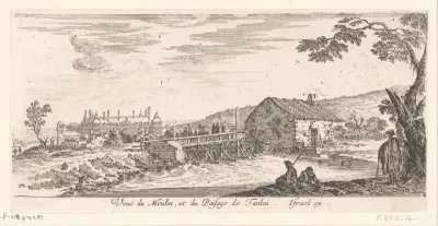 Gezicht op molen en landschap rond Tanlay