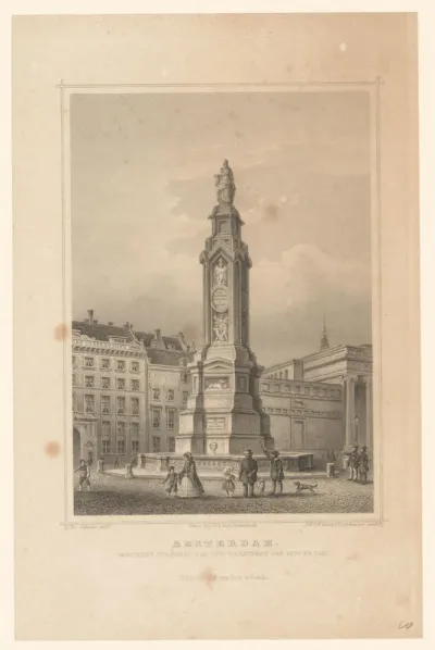 Gezicht op monument in Amsterdam