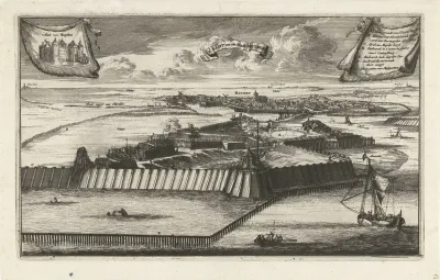 Gezicht op Muiderslot en stad Muiden