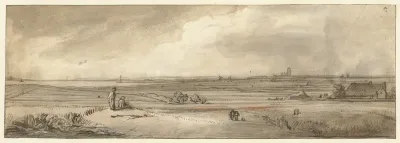 Gezicht op Naarden, gezien van de Muiderberg