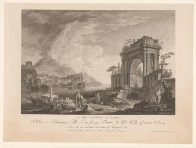 Gezicht op Napels met de Vesuvius
