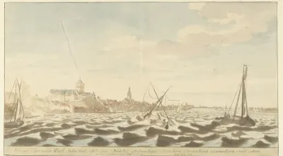 Gezicht op Nijmegen vanaf de Waal